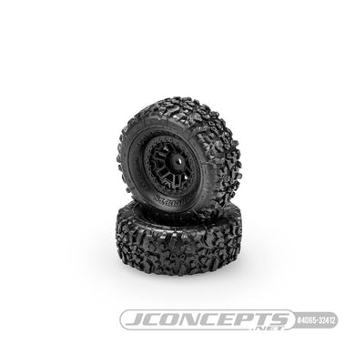 JConcepts Landmines Pre-Mounted On #3446 Wheel - Black - Green Compound Fits Traxxas TRX4M