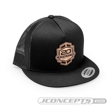 JConcepts 20th Anniversary 2023 Hat - Embroidered, Flat Bill, Mesh, Snap-Back Design Black