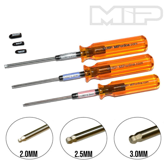 MIP Hex Driver Ball Wrench Set, Metric (3), 2.0mm, 2.5mm, & 3.0mm
