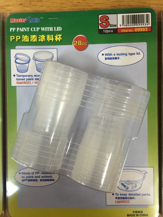 Master Tools PP Paint Cup with Lid - Small - 28cc X 12pcs