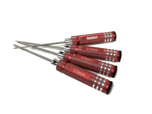 On Point Hex Screwdrivers (4) Size: 1.5mm, 2.0mm, 2.5mm, 3.0mm - Red