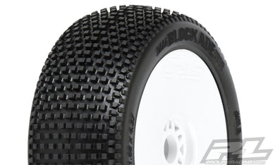 Pro-Line Blockade S3 (Soft) Off-Road 1/8 Buggy Tires Mounted on White Wheels (2) for Front or Rear