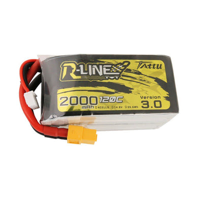 Tattu R-Line - 599 - Version 3.0 2000mAh 14.8V 120C 4S1P Lipo Battery Pack with XT60 Plug 78x39x41mm