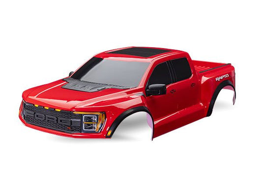 Traxxas Body, Ford Raptor R, Complete (Red) (Includes Grille, Tailgate Trim, Side Mirrors, Decals, & Clipless Mounting) (Requires