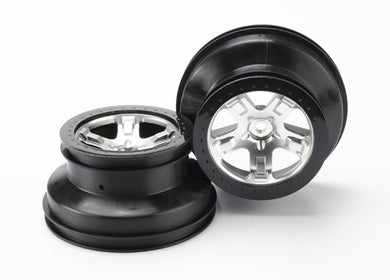 Traxxas Wheels, Sct Satin Chrome, Black Beadlock Style Sct, Dual Profile (2.2