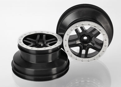 Traxxas Wheels, Sct Split-Spoke, Black, Satin Chrome Beadlock Style, Dual Profile (2.2