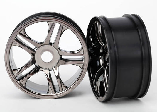 Traxxas Wheels, Split-Spoke (Black Chrome) (Front) (2)