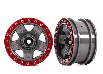 Traxxas Wheels, TRX-4 Sport 2.2 (Gray, Red Beadlock Style) (2)
