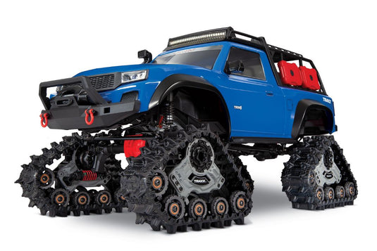 Traxxas TRX-4 with Deep-Terrain Traxx and Tires/Wheels: 1/10 Scale 4WD Electric Truck. Blue. Ready-to-Race with TQ 2.4GHz Radio System, XL-5 HV ESC (fwd/rev) and Titan 550 motor and Painted Body (Requires battery and charger)