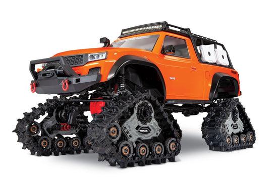 Traxxas TRX-4 with Deep-Terrain Traxx and Tires/Wheels: 1/10 Scale 4WD Electric Truck. Orange. Ready-to-Race with TQ 2.4GHz Radio System, XL-5 HV ESC (fwd/rev) and Titan 550 motor and Painted Body (Requires battery and charger)