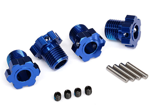 Traxxas Wheel hubs, splined, 17mm (blue-anodized) (4)/ 4x5 GS (4), 3x14mm pin (4)