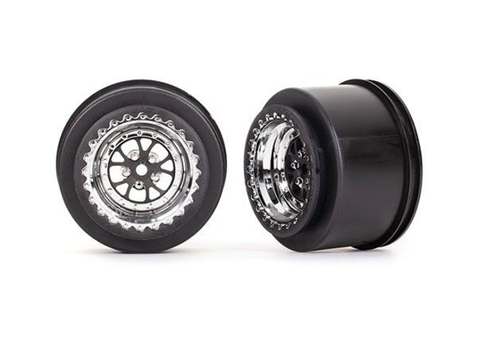 Traxxas Wheels, Weld chrome with black (rear) (2)