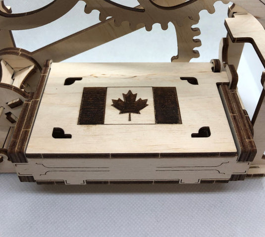 UGears Mechanical Box (Business Card Holder with Canadian Flag) - 61 Pieces (Easy)