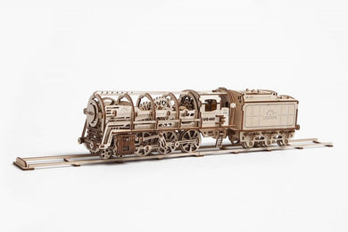 UGears Steam Locomotive with Tender - 443 Pieces (Advanced)